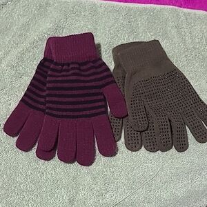 Stylish Purple and Brown Gloves Set